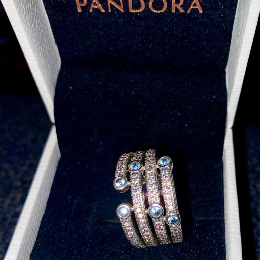 Authentic Pandora Shimmering Ocean Ring, NIB, size 54